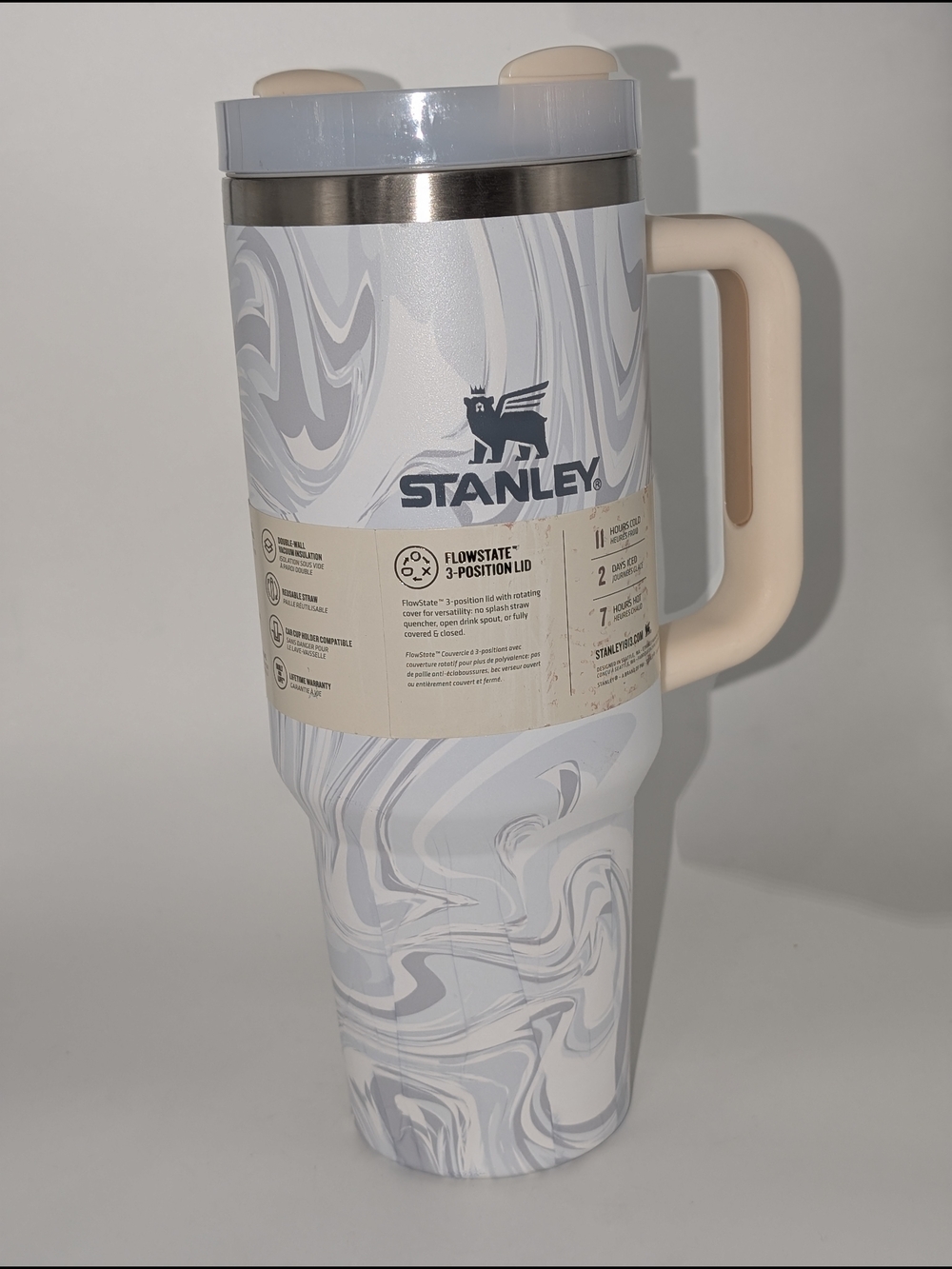Stanley Marble Grey Swirl Travel Tumbler with Handle (Brandnew)